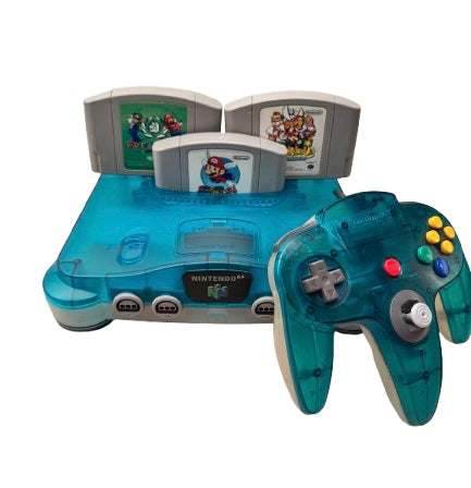 Nintendo 64 aqua blue + 3 Games JP